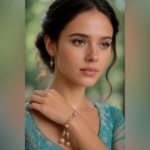 Mid century peachy luminous pearl bracelet w/unique design of caged clusters 💞